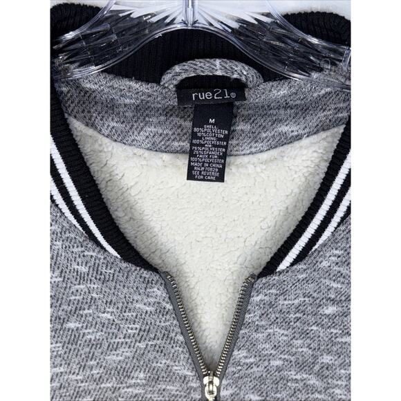 Rue 21 Varsitycore Preppy Knit Bomber Sweater Jacket M Streetwear Y2K Cozycore - Picture 3 of 7